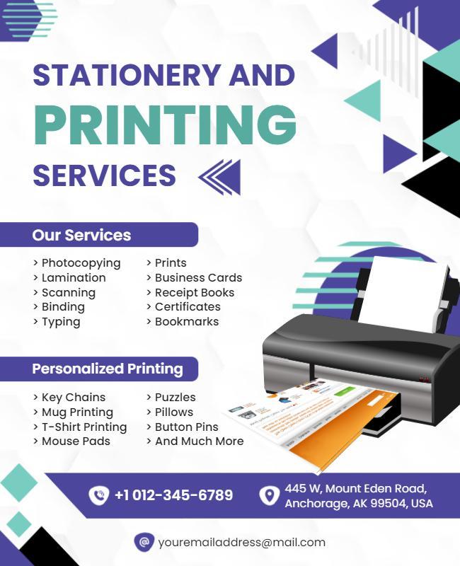 Stationery and Printing Services Promotional Flyer Template