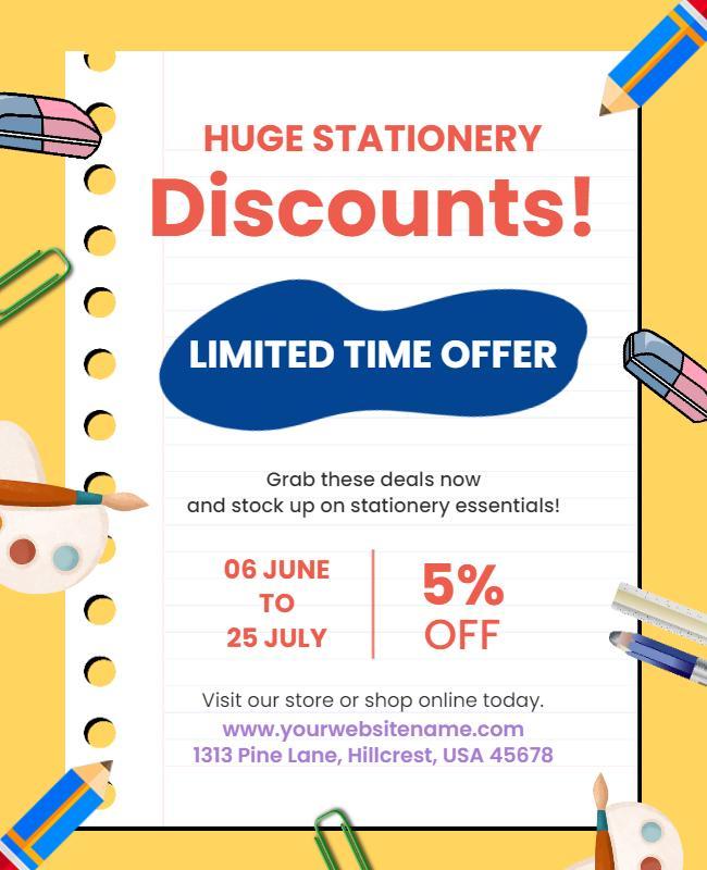 Stationery Discount Promotional Event Flyer Template