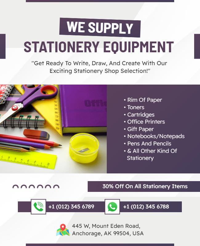 Stationery Equipment Supply Promotional Flyer Template