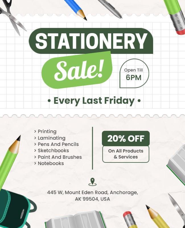 Stationery Sale Discount Event Flyer Template