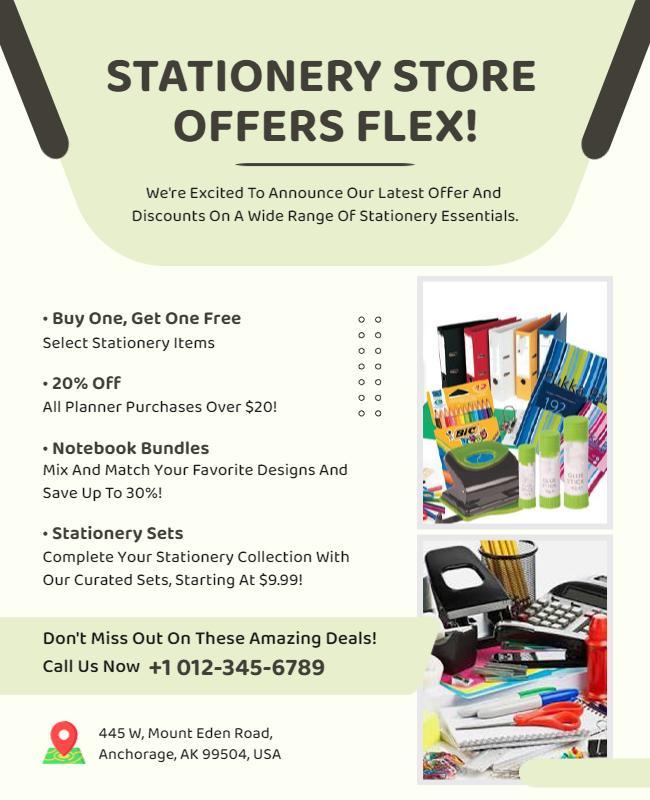 Stationery Store Discount Offers Flyer Template