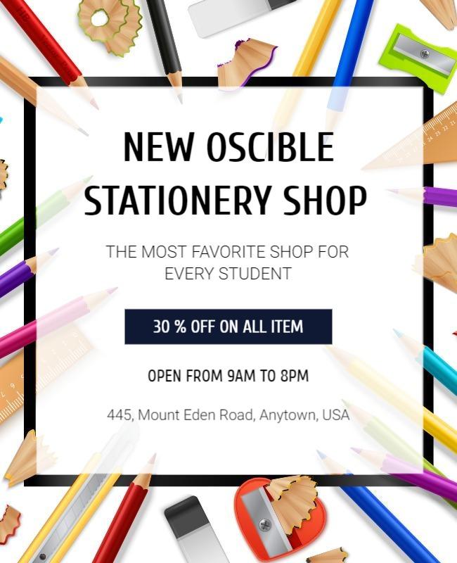 Stationery Store Grand Opening Discount Flyer Template