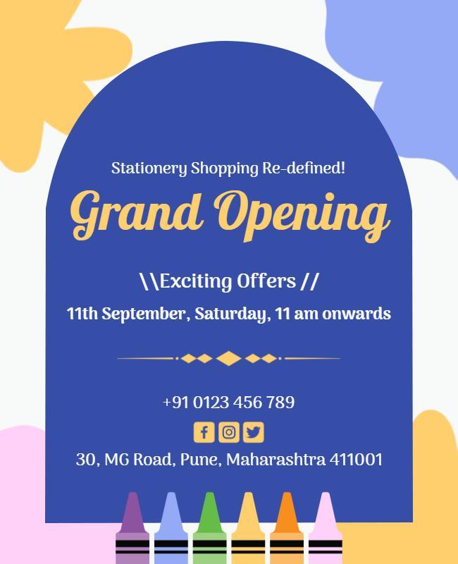 Stationery Store Grand Opening Event Flyer Template