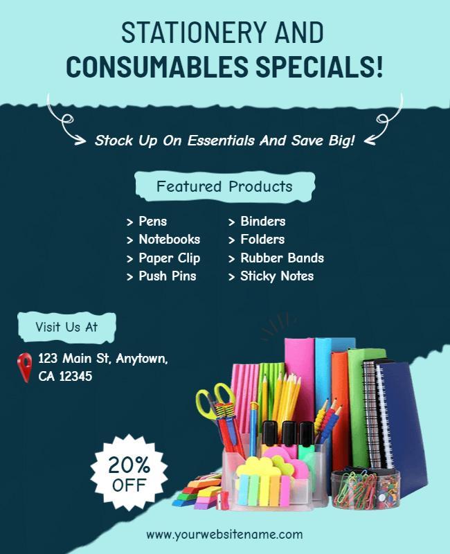 Stationery Supplies Discount Promotional Flyer Template