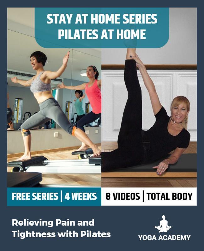 Stay at Home Pilates Program Flyer Template