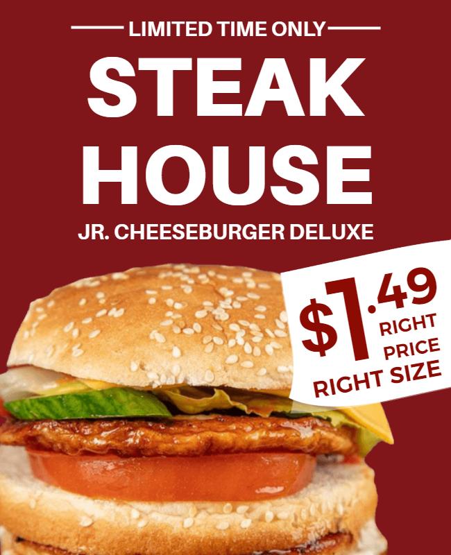 Steakhouse Cheeseburger Promotion Flyer Template