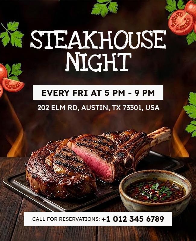 Steakhouse Night Event Flyer Template