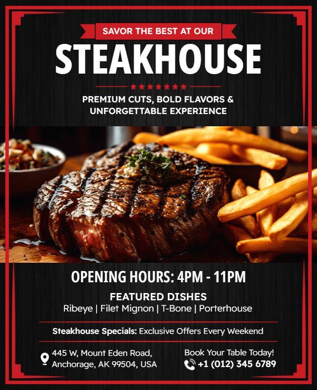 Steakhouse Restaurant Promotion Flyer Template