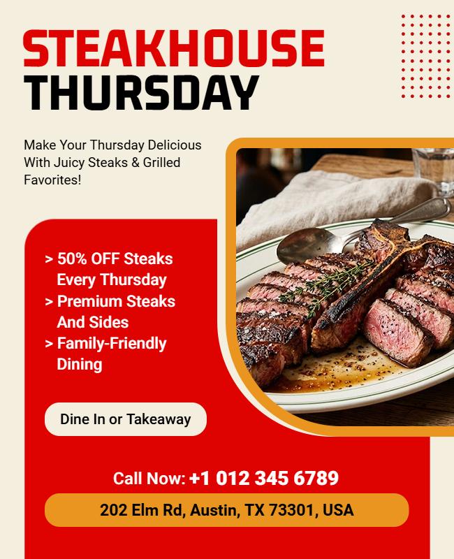 Steakhouse Thursday Special Discount Flyer Template