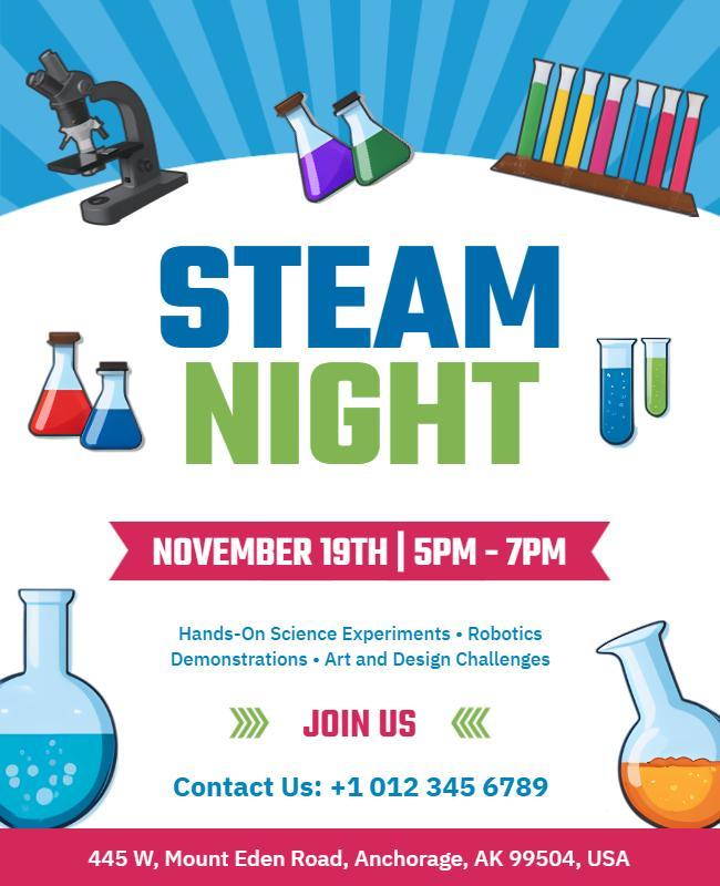 STEAM Night Science Experiment Event Flyer Template