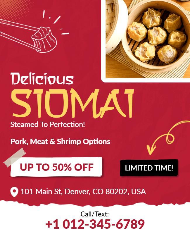 Steamed Siomai Restaurant Promotion Flyer Template