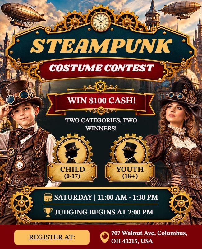 Steampunk Costume Contest Event Flyer Template