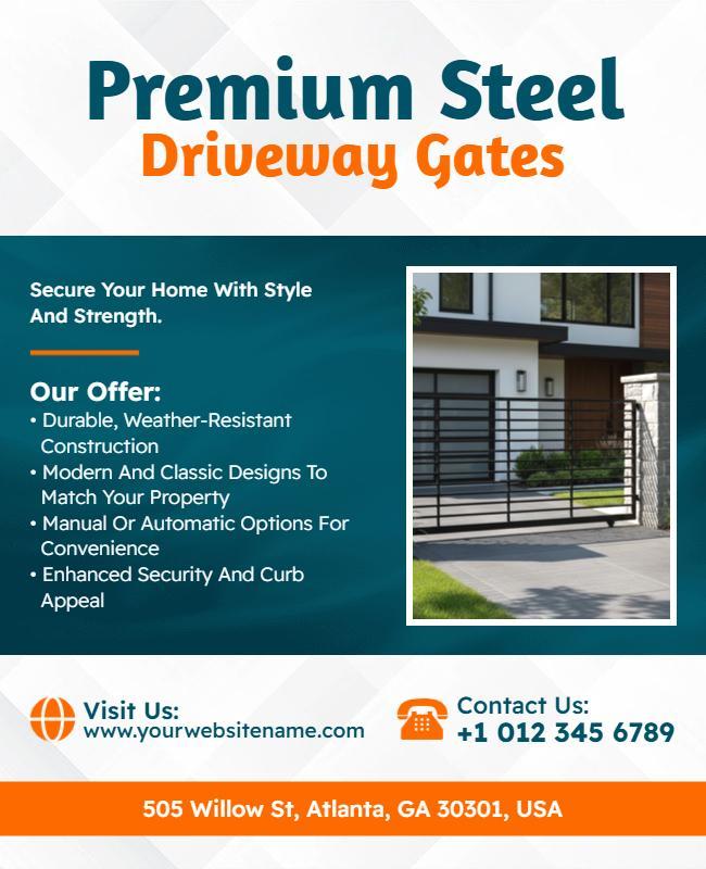 Steel Driveway Gates Advertisement Flyer Template