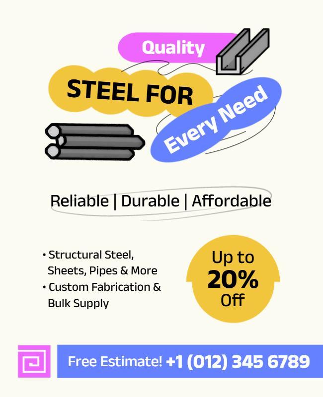 Steel Products Promotional Discount Flyer Template