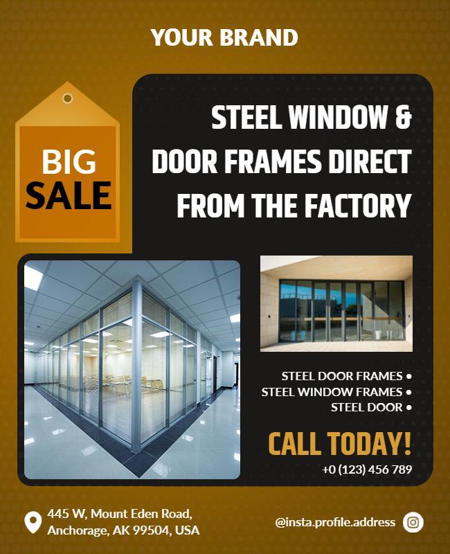 Steel Window and Door Frames Sale Flyer Template