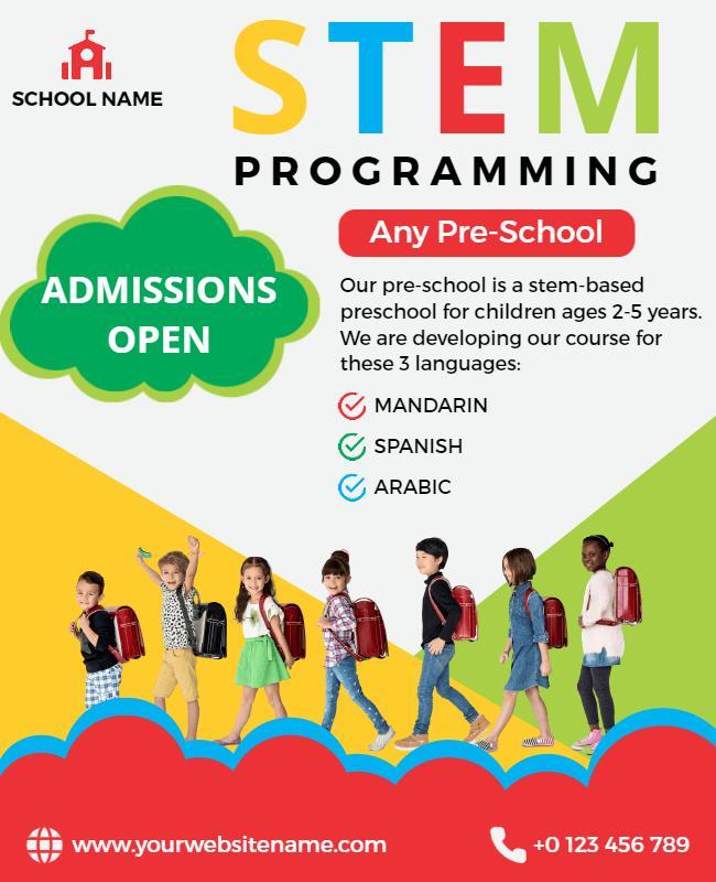 Stem Preschool Admissions Open Flyer Template