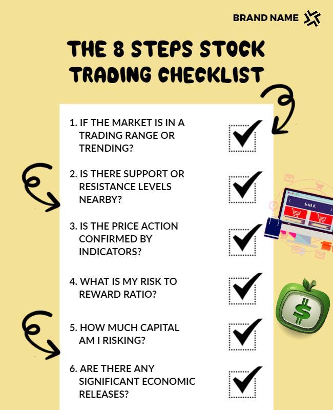 Stock Trading Checklist Educational Flyer Template