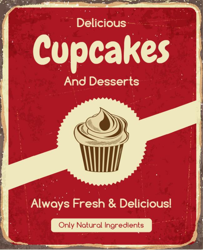 Stonewall and Ivory Vintage Cupcake Flyer Template