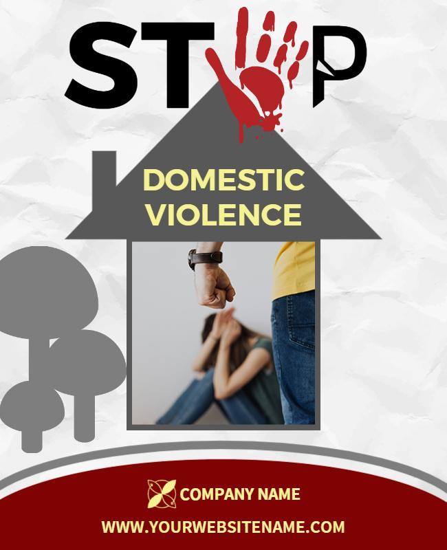 Bold Red Domestic Violence Awareness Stop Flyer Template