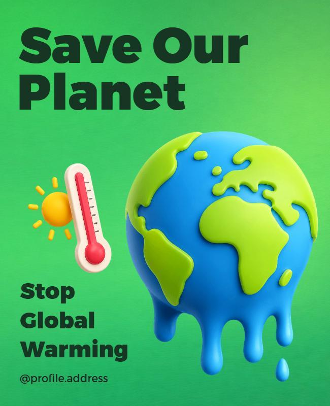 Stop Global Warming Awareness Campaign Poster Template