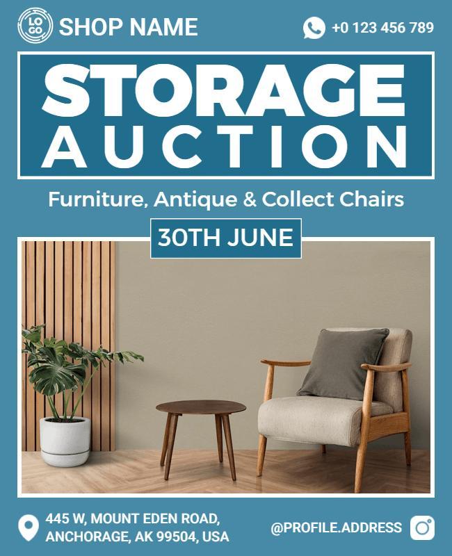 Storage Auction Furniture and Antiques Flyer Template