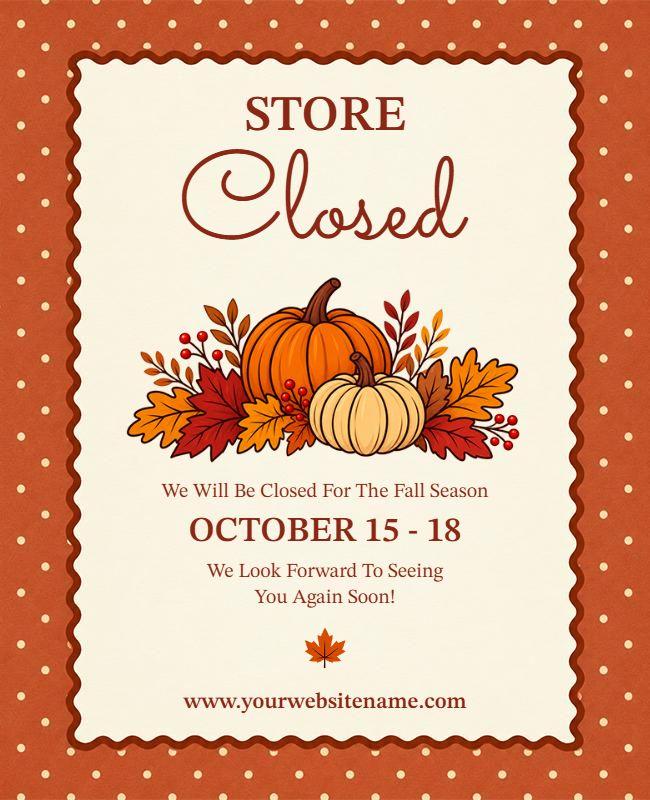Store Closed for Fall Season Announcement Flyer Template
