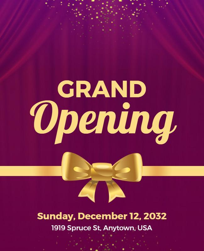 Elegant Purple Grand Opening Celebration Flyer Template