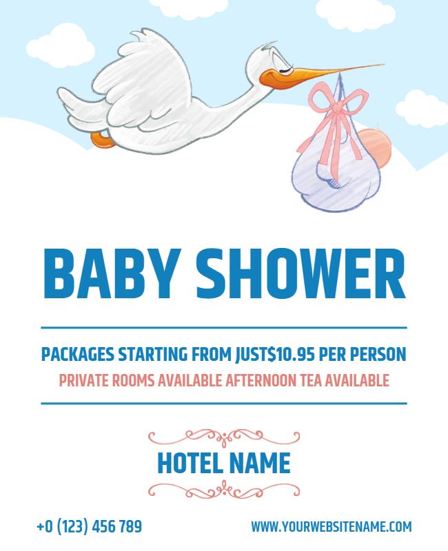 Stork Themed Baby Shower Event Flyer Template