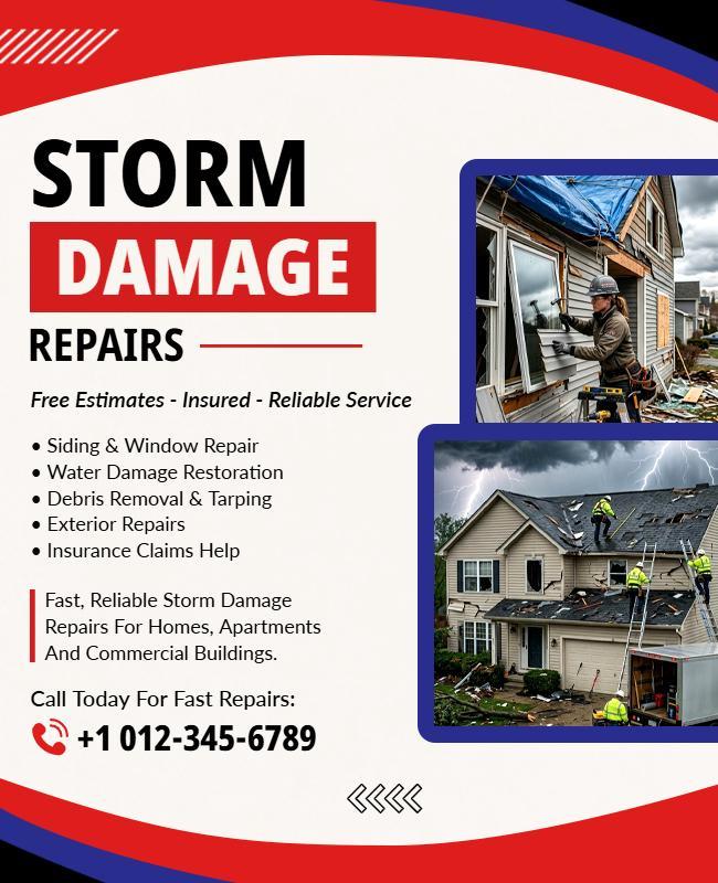 Storm Damage Repair Services Poster Template