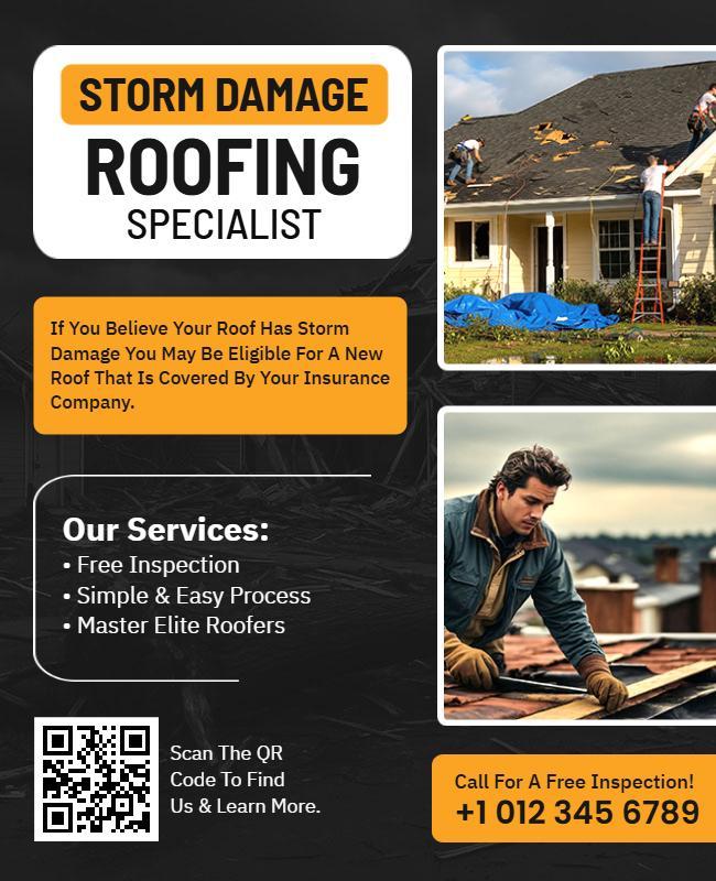 Storm Damage Roofing Services Flyer Template