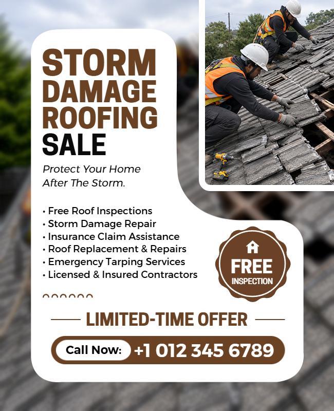 Storm Damage Roofing Services Sale Flyer Template