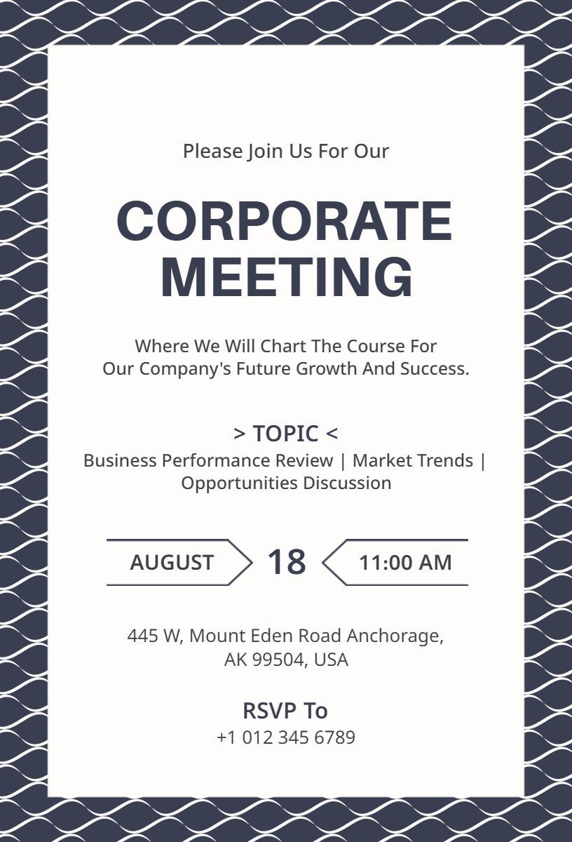 Strategic Corporate Business Performance Meeting Invitation Template
