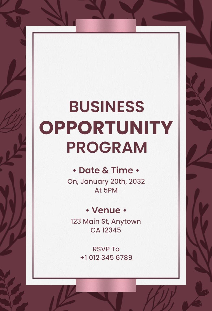 Strategic Networking Business Opportunity Program Invitation Template