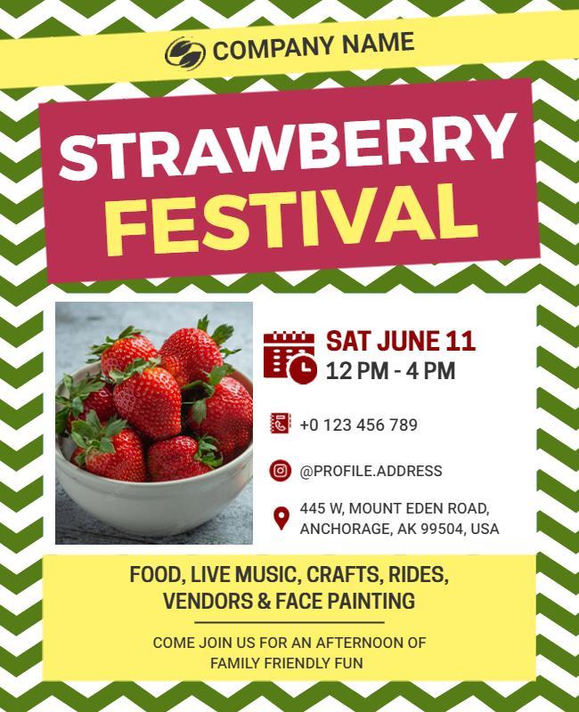 Strawberry Festival Community Event Flyer Template