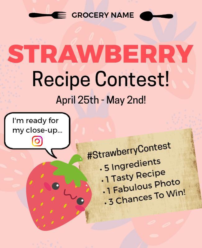 Strawberry Recipe Contest Announcement Flyer Template