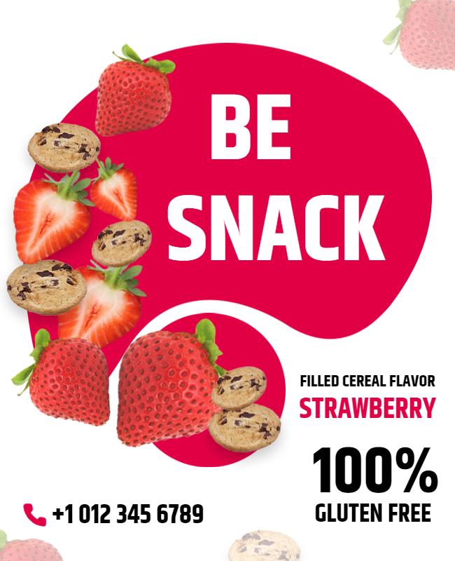 Strawberry Snack Promotion Flyer Template