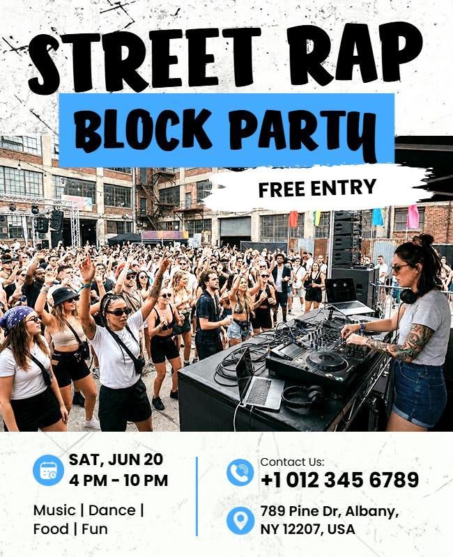 Street Rap Music Block Party Poster Template