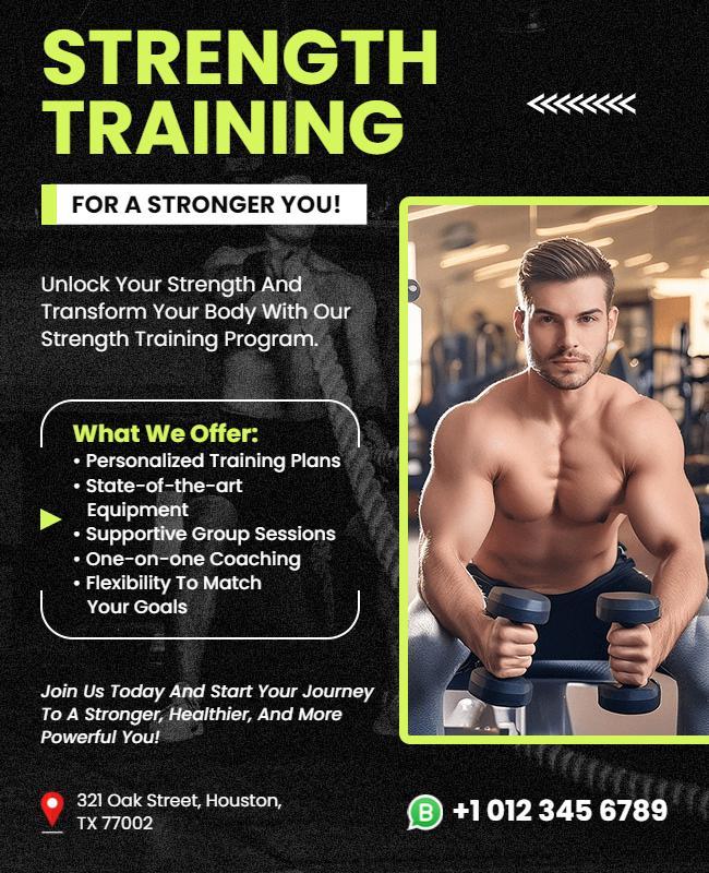 Strength Training Fitness Program Flyer Template