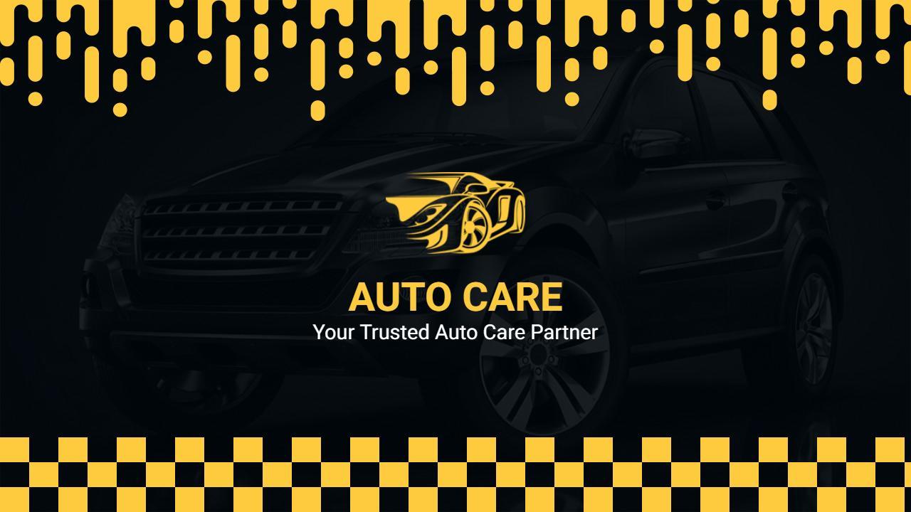 Striking Black and Yellow Auto Care Business Presentation Template