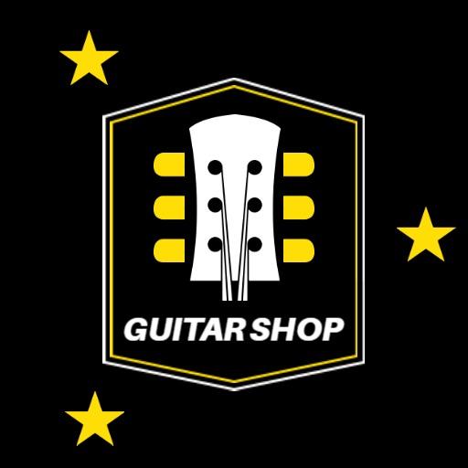Striking Black and Yellow Guitar Shop Logo Featuring Guitars Logo Template