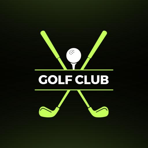 Striking Green Color and Club Elements Enhancing Golf Logo Template
