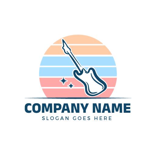 Striking Guitar Design on Vibrant Sunset Background Logo Template