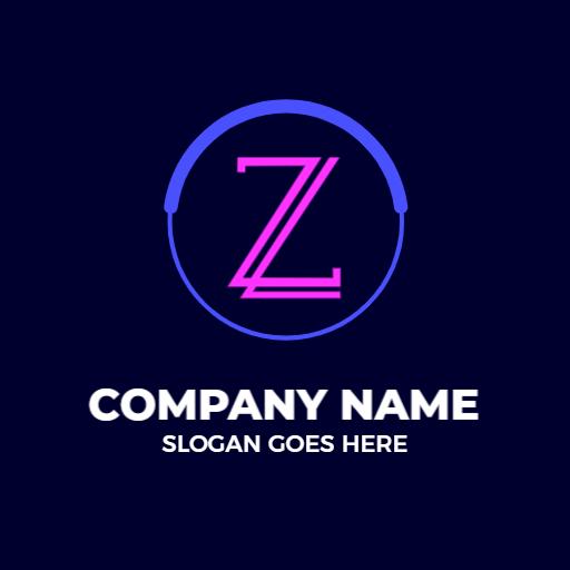 Striking Neon Pink Z Letter with Modern Headphone Design Logo Template