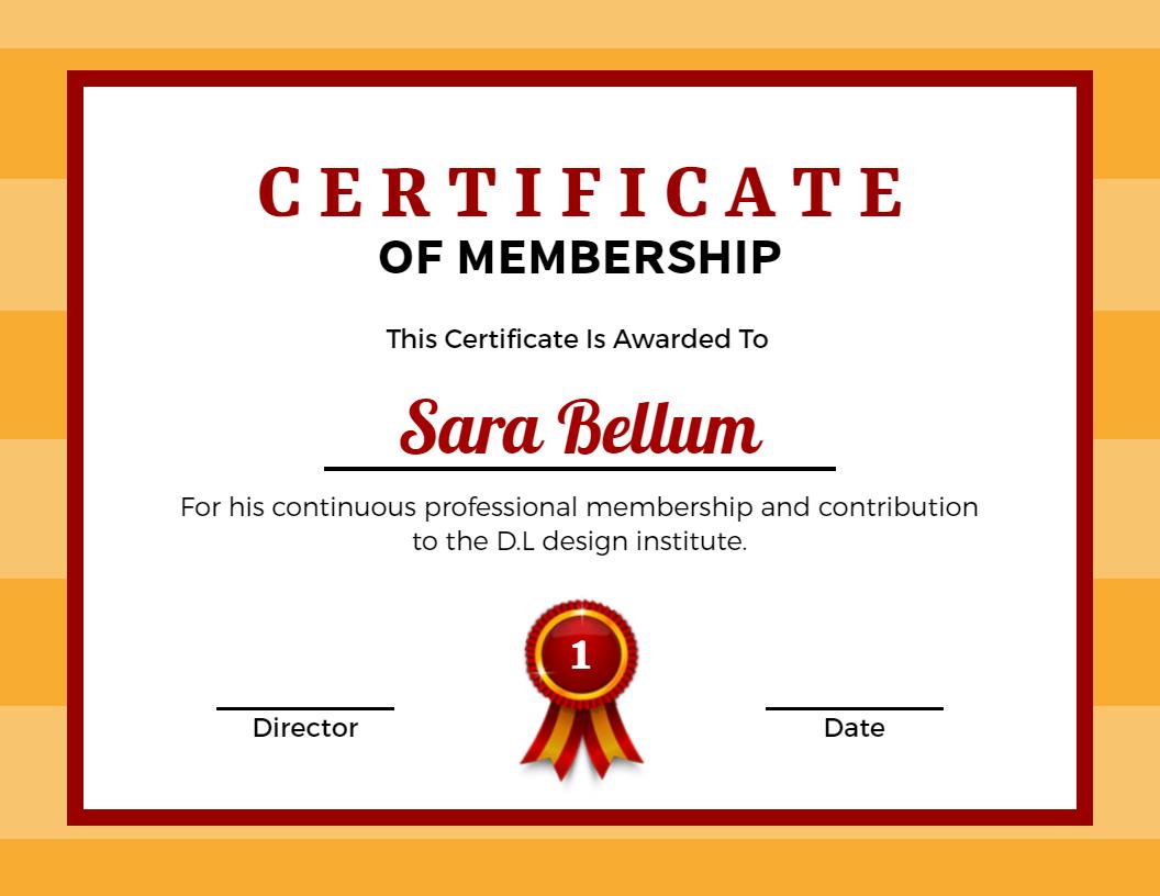 Striking Orange and Red Membership Contribution Certificate Template