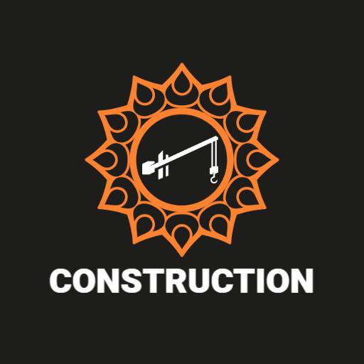 Striking Orange Crane Design Emphasizing Construction Sector Logo Template