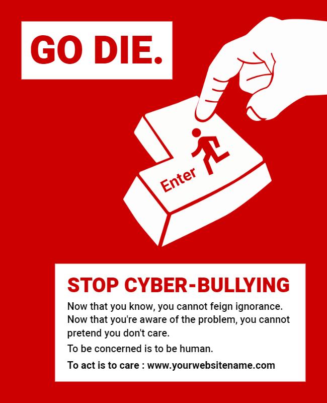 Striking Red Anti-Cyberbullying Awareness Poster Template