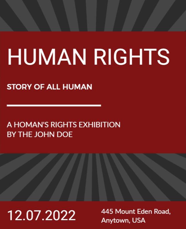 Striking Red Human Rights Exhibition Awareness Poster Template