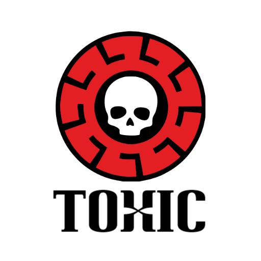 Striking Red Skull Design Emphasizing Toxic Elements Logo Template
