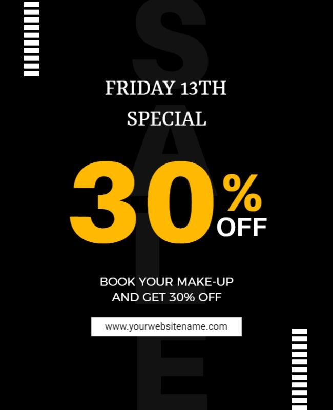 Striking Yellow Discount Promotion for Friday 13th Poster Template