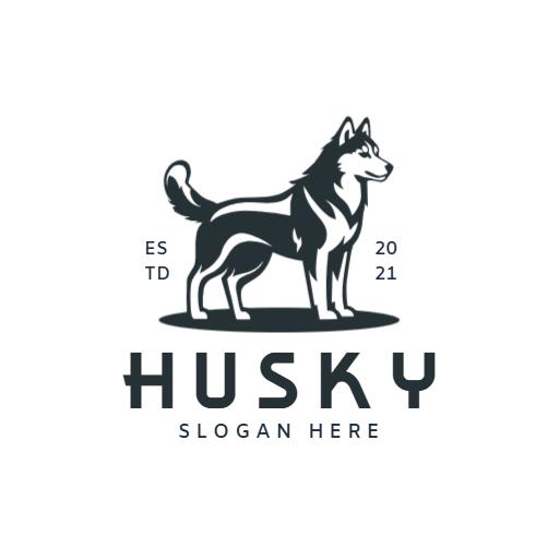 Strong Black and White Husky Design for Pet Lovers Logo Template